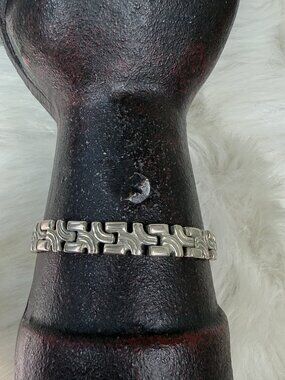 Sterling Silver Mexico 925 Panel Link Bracelet 7"